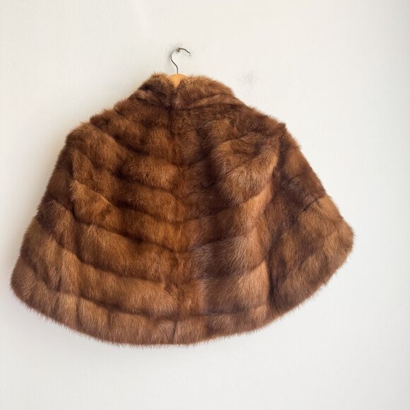 Vintage Brown Mink Short Bolero Capelet Cape S/M - Picture 1 of 4